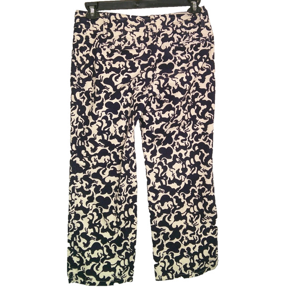 Lilly Pulitzer Palm Beach Fit Women' 4 Navy White Horse of Course Corduroy Capri - Picture 5 of 8